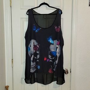 Torrid Sheer Back Skull Butterfly Tank